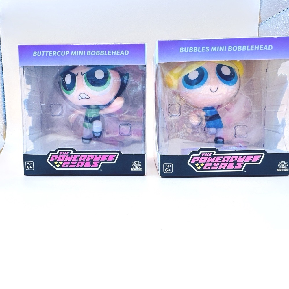 Powerpuff Girls Mini Bobblehead Set Bubbles Buttercup CultureFly Cartoon Network